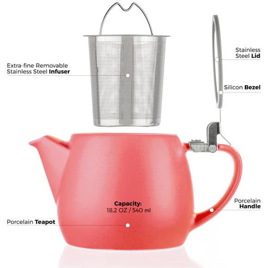 Pluto Red Teapot with Infuser