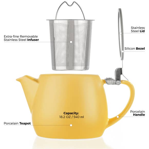 Pluto Yellow Porcelain Teapot with Infuser