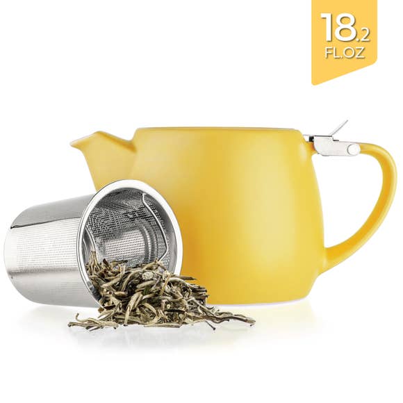 Pluto Yellow Porcelain Teapot with Infuser - Tea and Whimsey