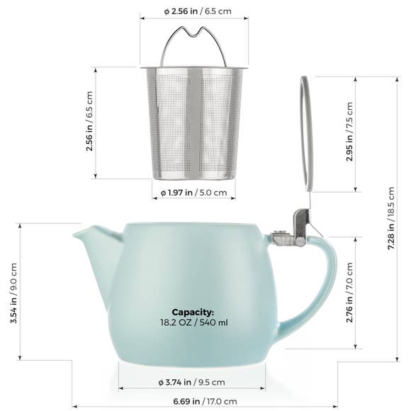 Pluto Pastel Blue Teapot with Infuser