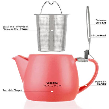 Pluto Red Teapot with Infuser