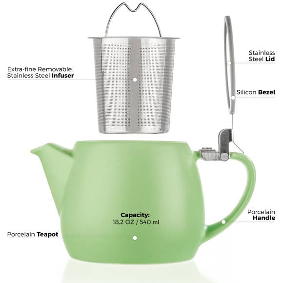 Pluto Lime Green Porcelain Teapot with Infuser