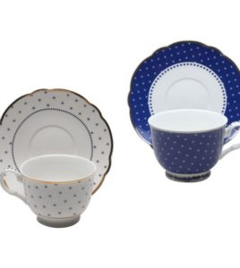 Blue Twinkle Star Teacups - White and Blue